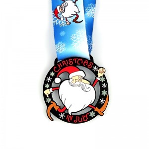 Santa Running Medals Medals ของขวัญสำหรับเหรียญโลหะคริสต์มาสกับอัญมณี