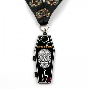 การหล่อโลหะตาย 7/8 นิ้วเหรียญสีดำเมทัลเหรียญฮัลโลวีนเหรียญกีฬาหอย