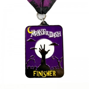 Metal Die Casting Matte Black Metal Medal Halloween Flip-Open Sports Medals