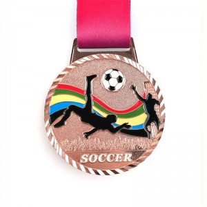 Custom Football Gold Medals Medals Soccer Race Running Metal Marathon Sports Medal กับ Ribbon